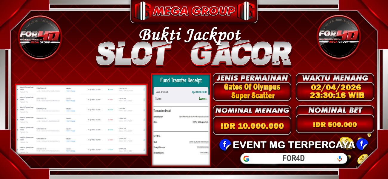 Bukti JP situs For4D hari Kamis, 02 April 2026